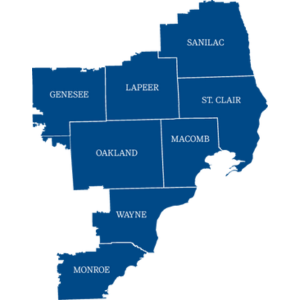 County Map of South East Michigan